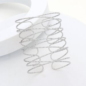 Silver Crossed Cage Metal Cuff Bracelet Casual Jewelry